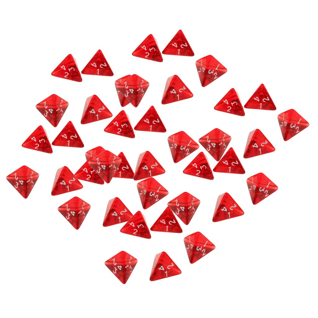 2cm Polyhedral Four Sided Dice Set Table Games D4 D&D TRPG Colors Dice, Red, Pack of 150