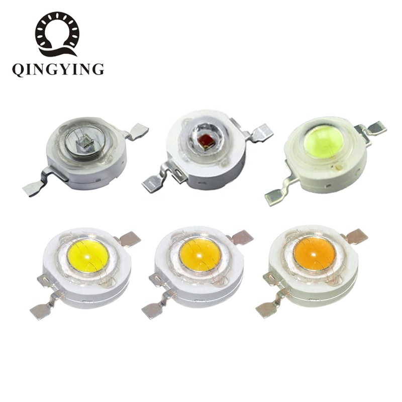 100 Uds 1W 3W LED LED de alta potencia blanco frío blanco Natural blanco cálido RGB rojo verde azul amarillo fuente de luz