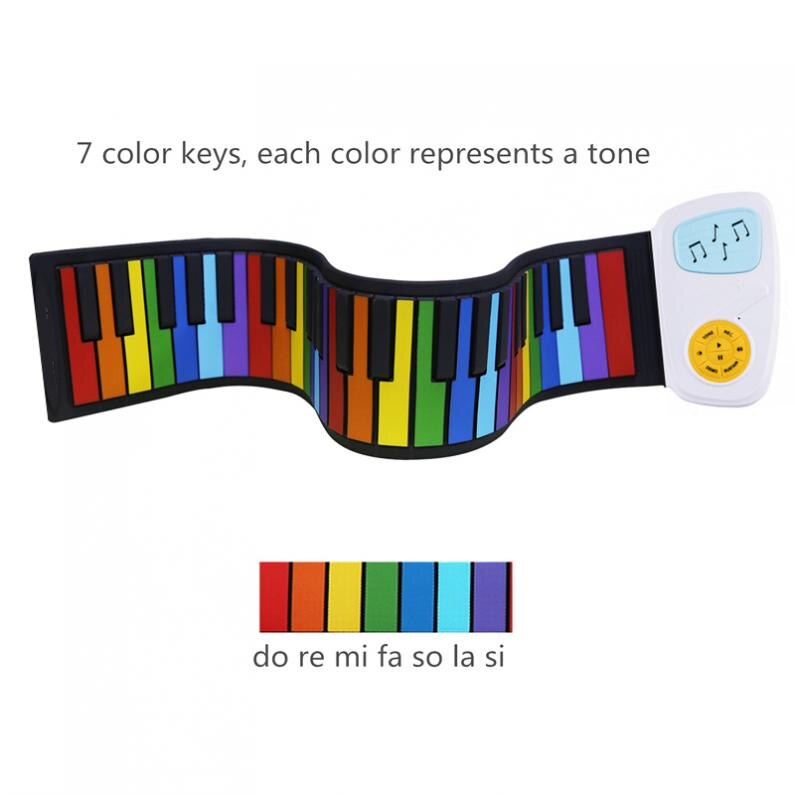 Piano enrollable de silicona Flexible, teclado electrónico con 49 teclas, órgano incorporado, altavoz, iluminación, musical