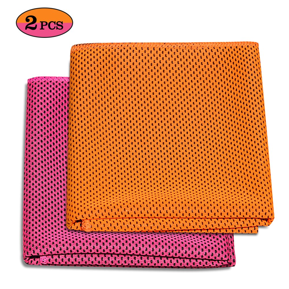 2 Pack Cooling Handdoek Zachte Ademende Reizen Ijs Handdoek Voor Gym Fitness Workout Yoga Sport Running Camping Wandelen: Orange and Rose Red