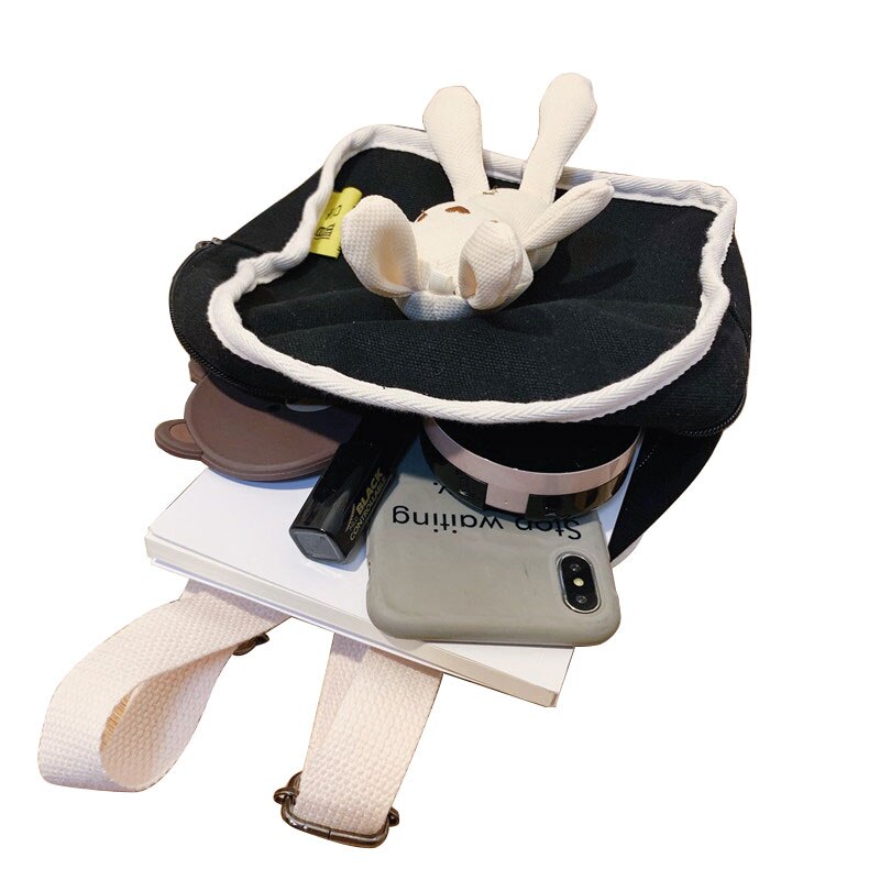 Sød børn rygsæk moderigtige tasker med kanin dukke alsidig studerende pakke små børn baby piger