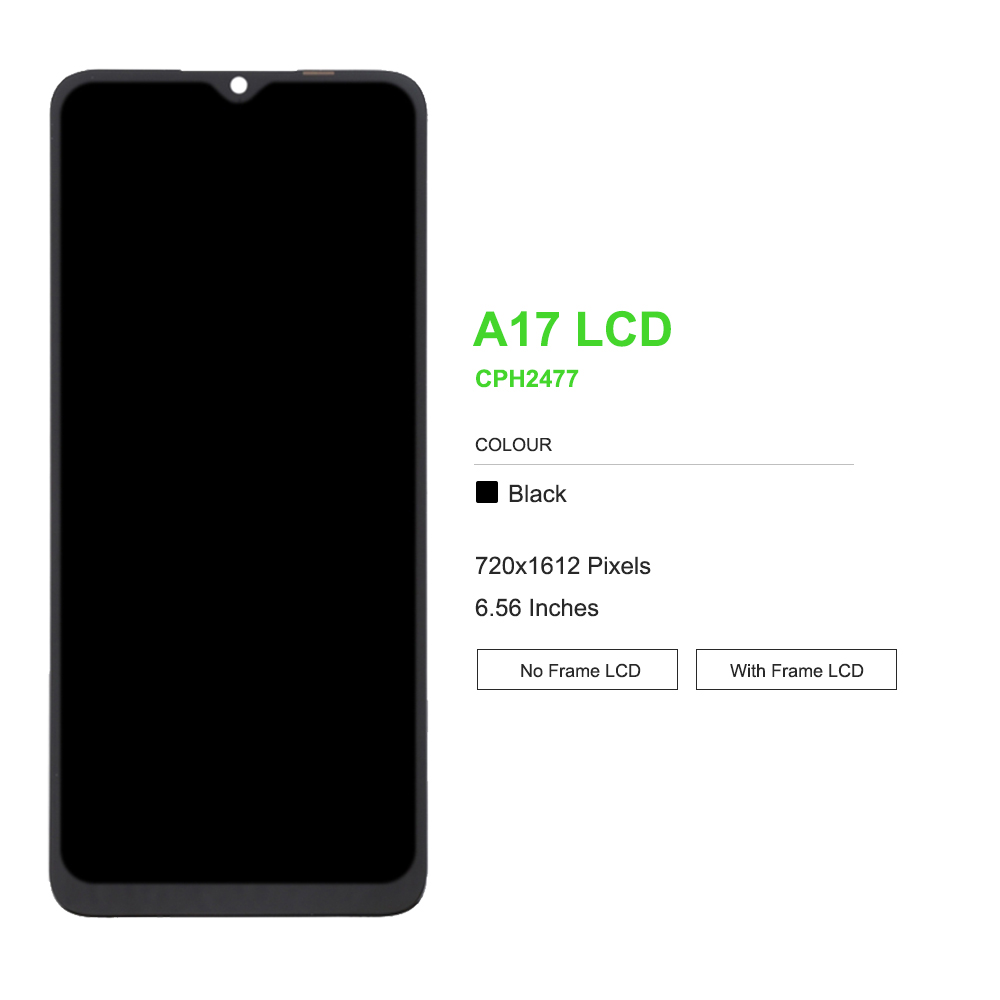 6.56 " til oppo  a17 a17k lcd-skjerm berøringsskjerm digitaliseringsenhet med ramme til oppo  a17 a17k cph 2477 cph 2471 lcd-erstatning