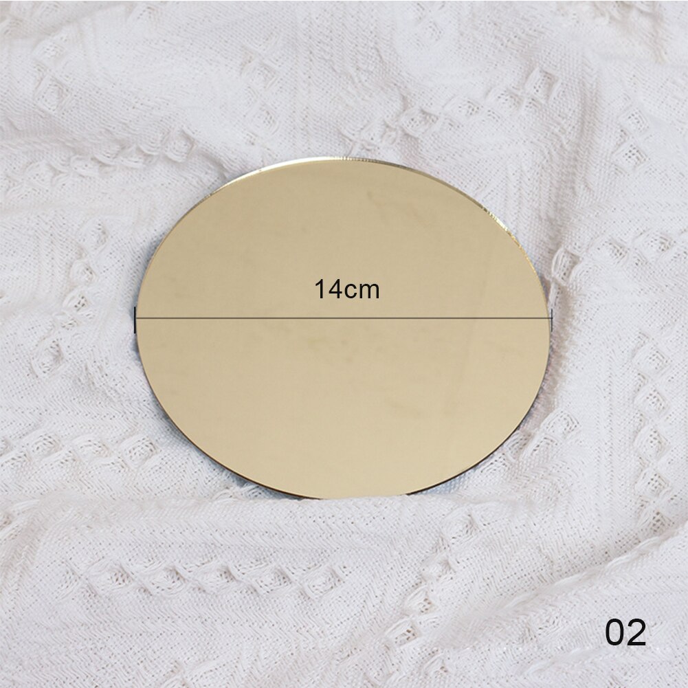 Ins Photo Props Acrylic Mirror Reflection Board Reflector Photography Props Shooting Background Home Ornaments Posing Props: Gold-14cm