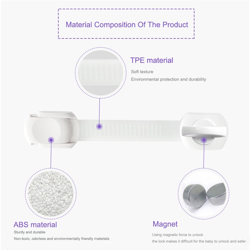 Magnetic Child Lock Children Protection Adjustable Baby Safety Lock Cabinet Door Lock Kids Drawer Security 10 locks+2 keys