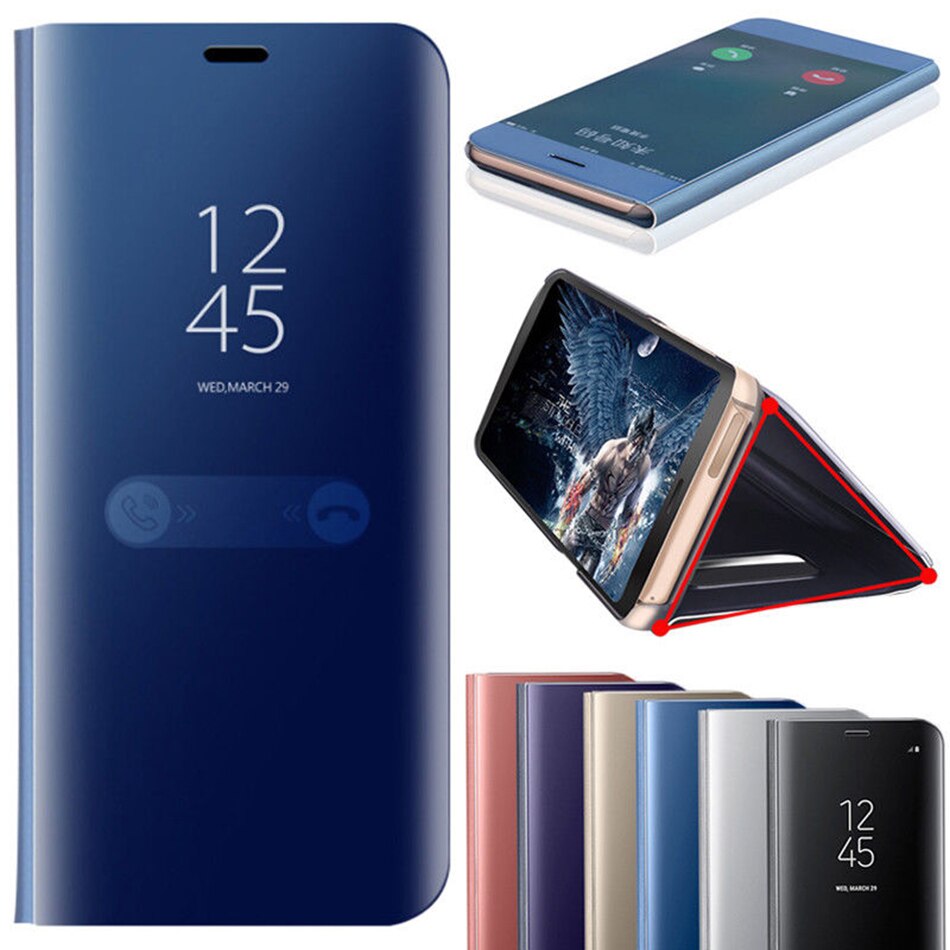 Capa inteligente com espelho retrátil, capa de proteção vertical com espelho magnético de 6.3 polegadas para huawei honor play drive
