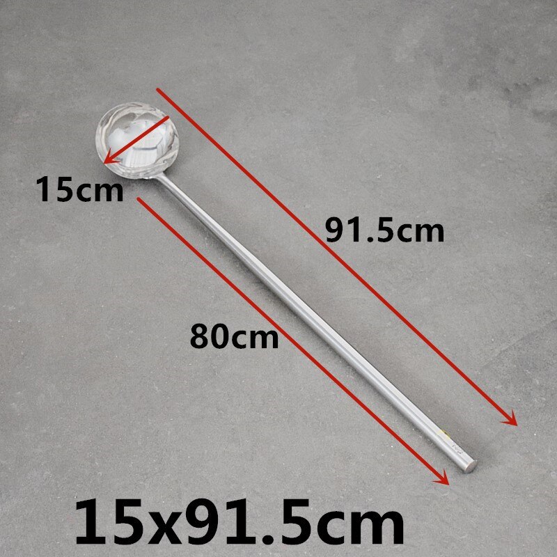 Extra long stainless steel wooden handle spatula Soup spoon cooking canteen kitchen China wok chef soup factory spatula Turner: 15x91.5cm