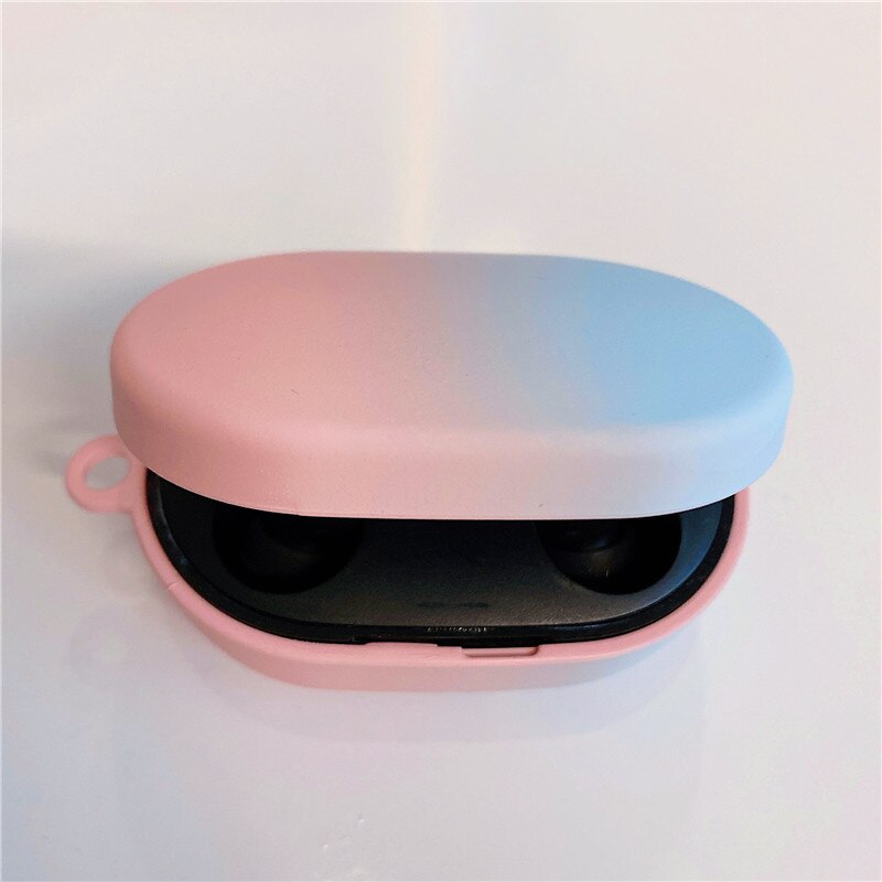 Kjoew siliconen oordopjes xiaomi redmi airdots s beschermhoes draadloze bluetooth-headsethoes voor airdots s hoesje: Roze blauw