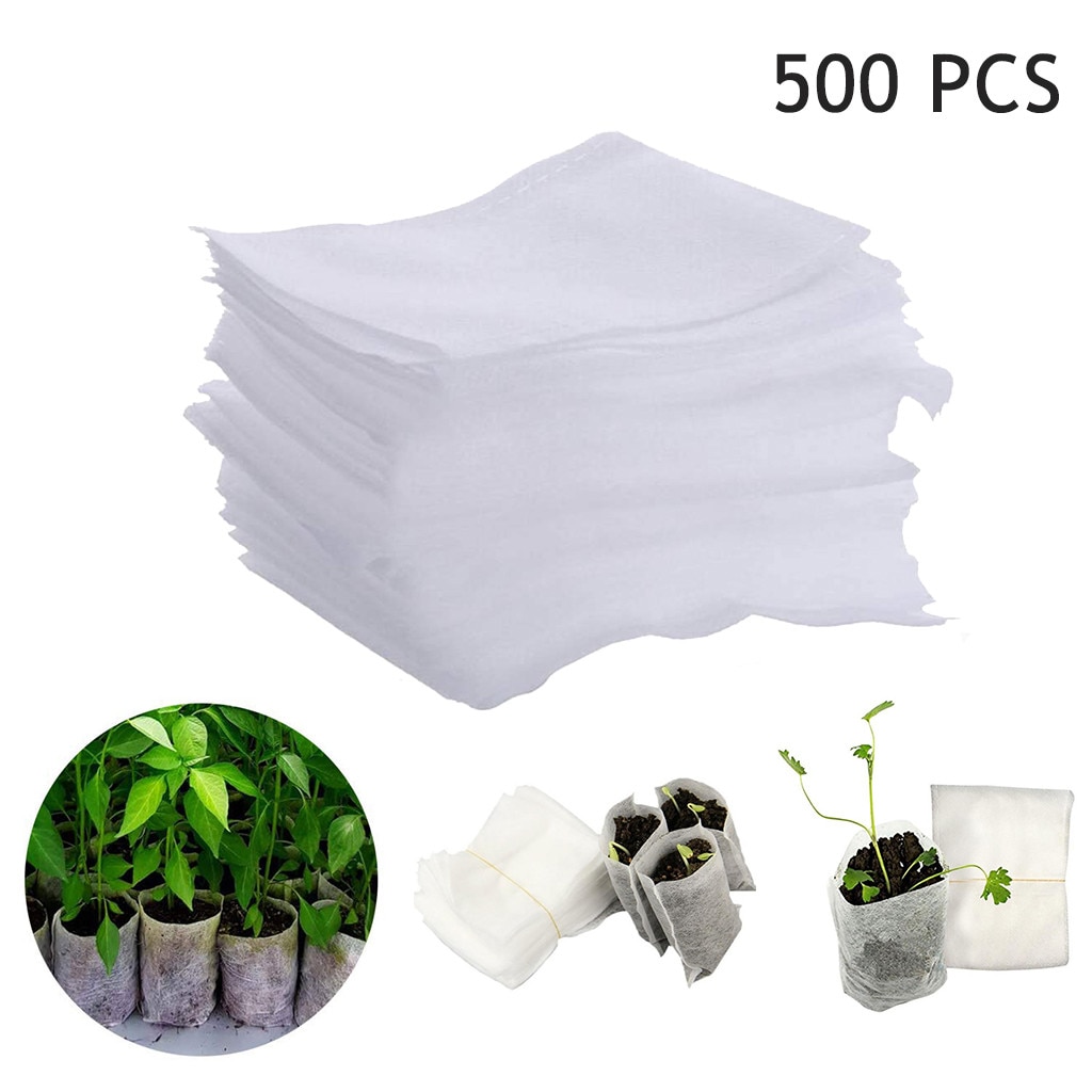 500 stk børnehaver frøplanteposer ikke-vævede stoffer haveforsyning 8 x 10cm blomsterkimplante maceteros plasticos para plantas #30: 500 stk