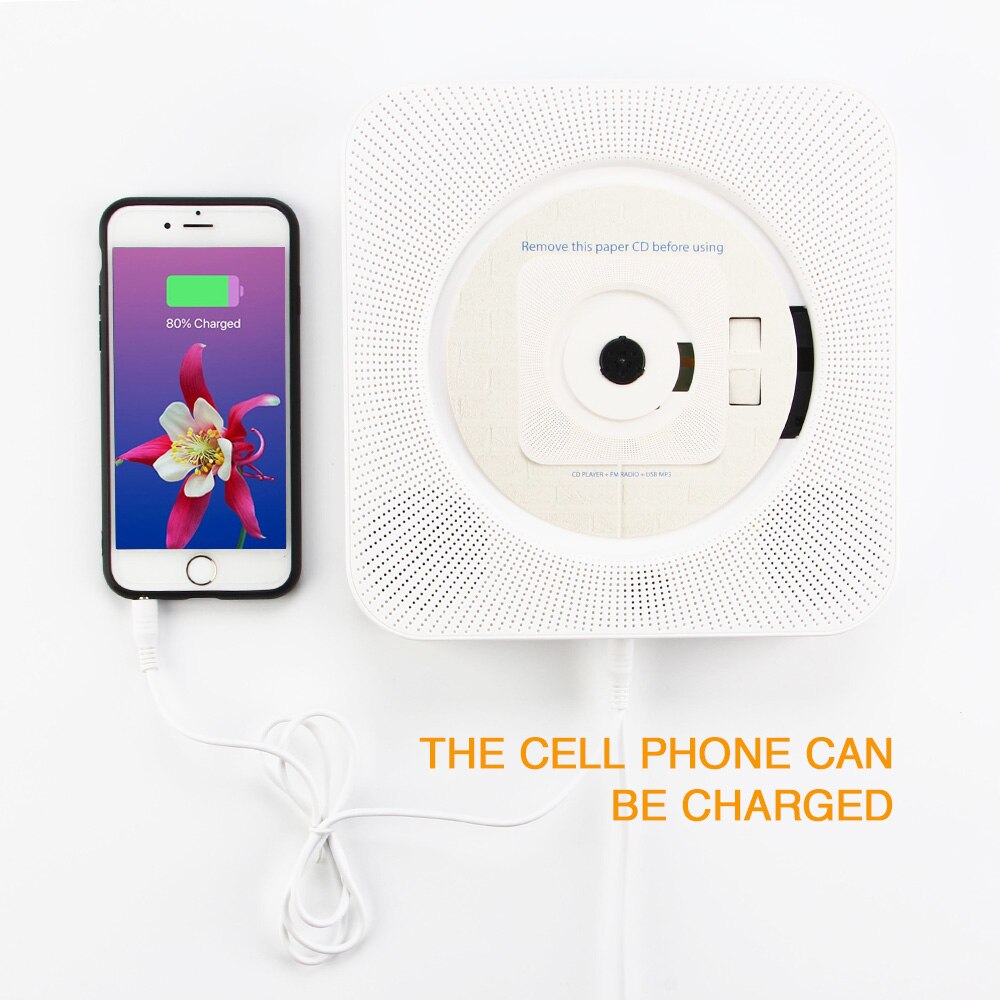 Et cd-afspiller vægmonterede bluetooth musikafspillere med fjernbetjening / 3.5mm hovedtelefonstik/ usb adapter understøtter fm radio  mp3