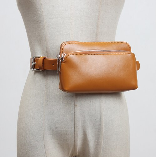 Zachte Pu Rood Camel Zwart Taille Packs Borst Tas Vrouwen Multi-Functionele Rits Dubbele Lagen Telefoon Portemonnee Portemonnee Keten messenger Bag: 2