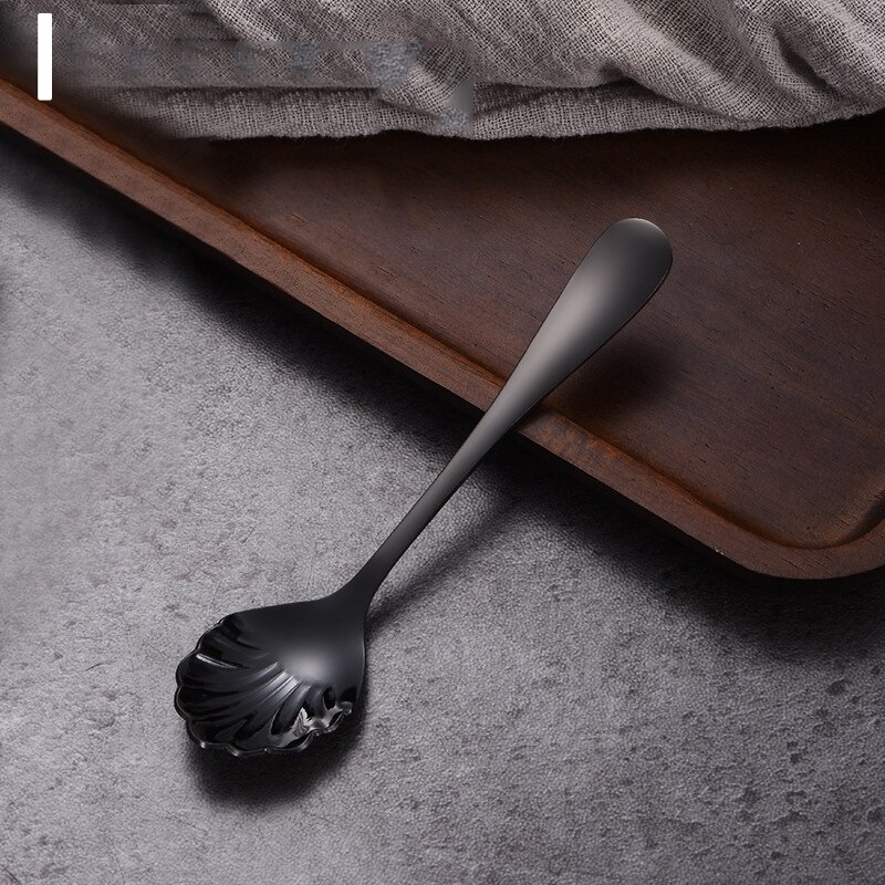 Shell Shape Stainless Steel Spoon Teaspoons Coffee Spoons Ice Cream Sugar Dessert Spoons Tableware Kitchen Accessories: I