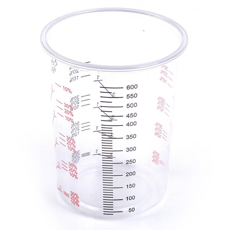 Bol de mélange de peinture en plastique, 10 pièces, gobelet calibré, 600ml, pour un mélange précis de peinture et de liquides