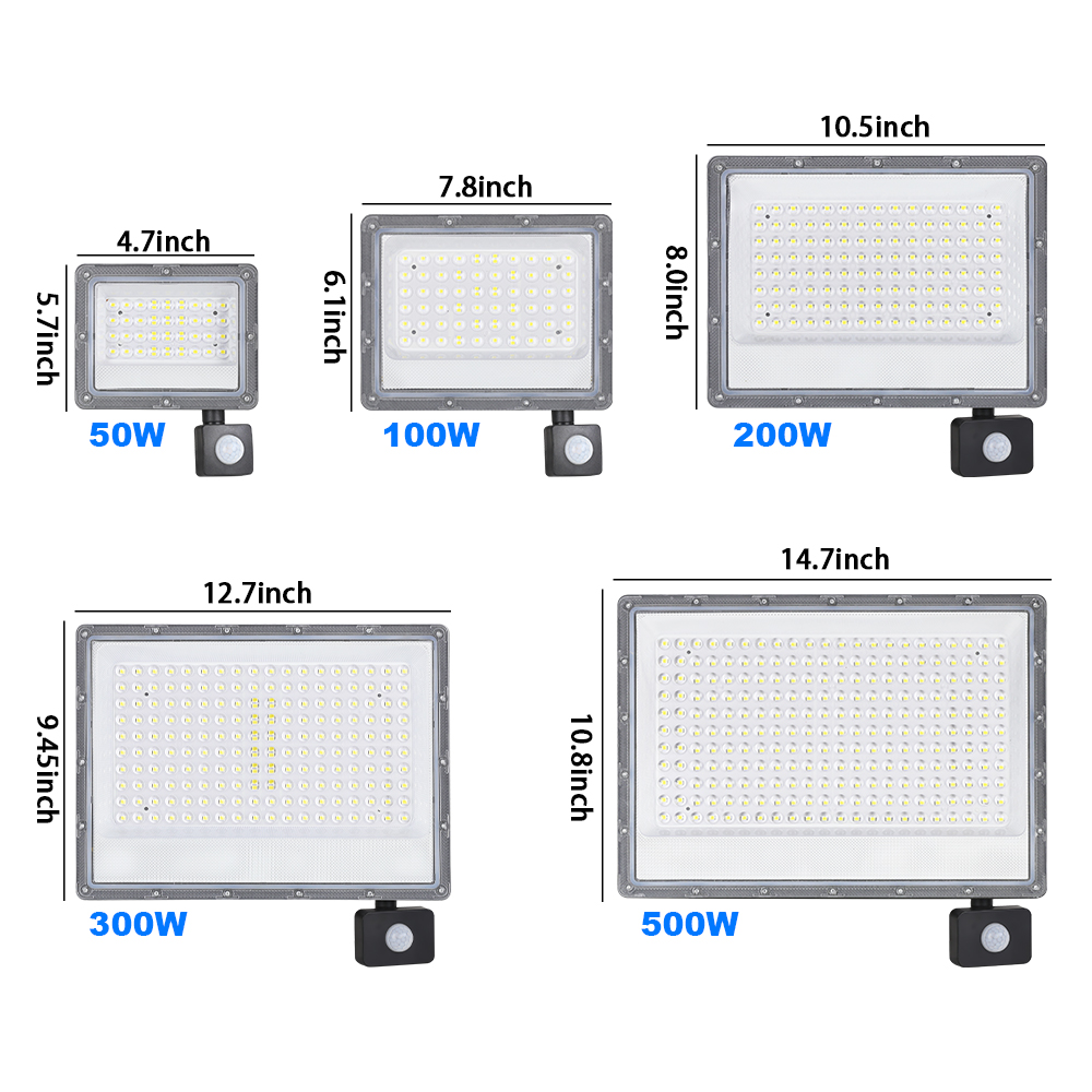 LED FloodLight PIR Motion Sensor 50W 100W 200W 300W 500W Outdoor Waterproof Reflector LED Spotlight For Street Garden Wall Light