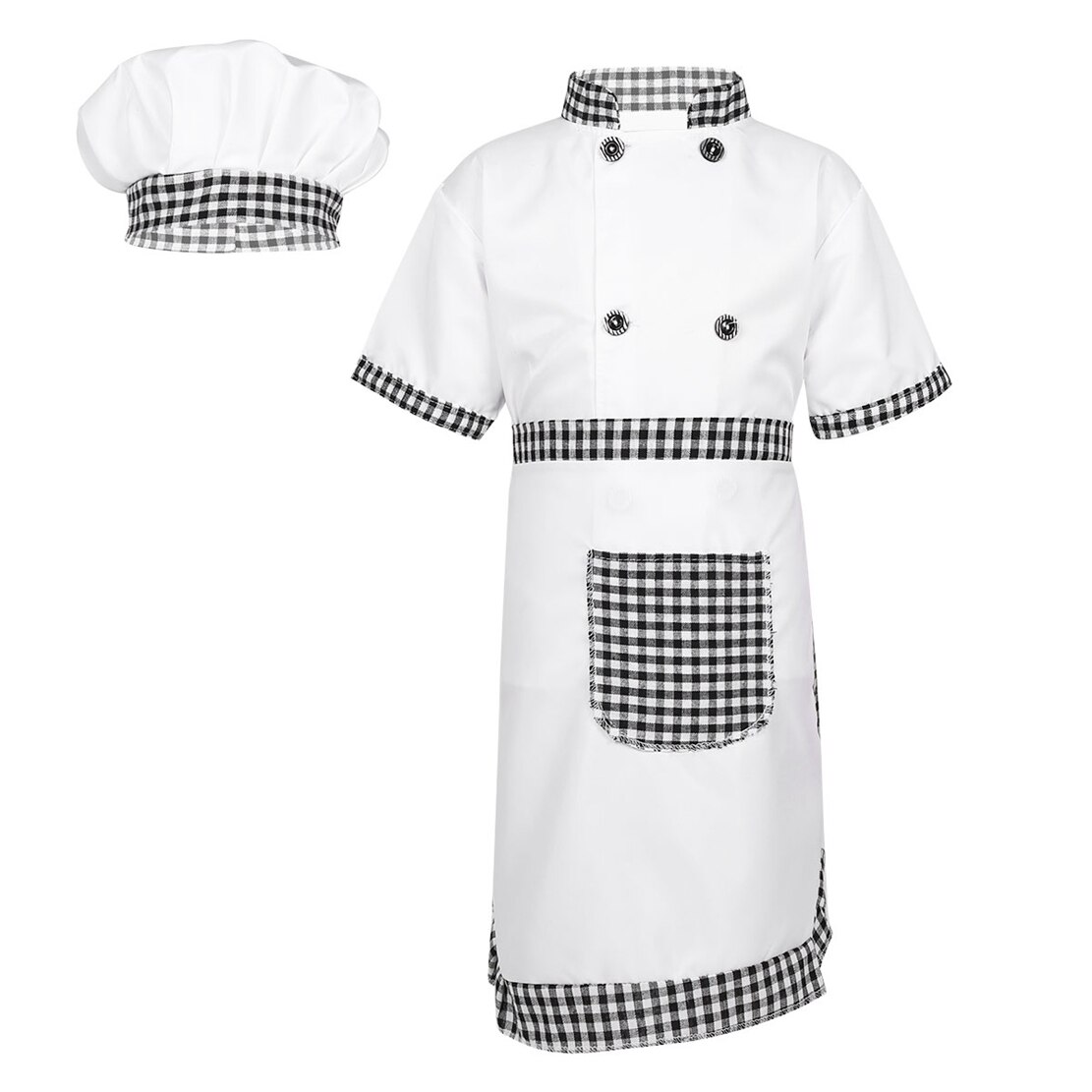 Børnekostume til kokken uniform jakke hat kasket børn cosplay køkken restaurant tøj præstation drenge piger kok kostume: Grå / 110