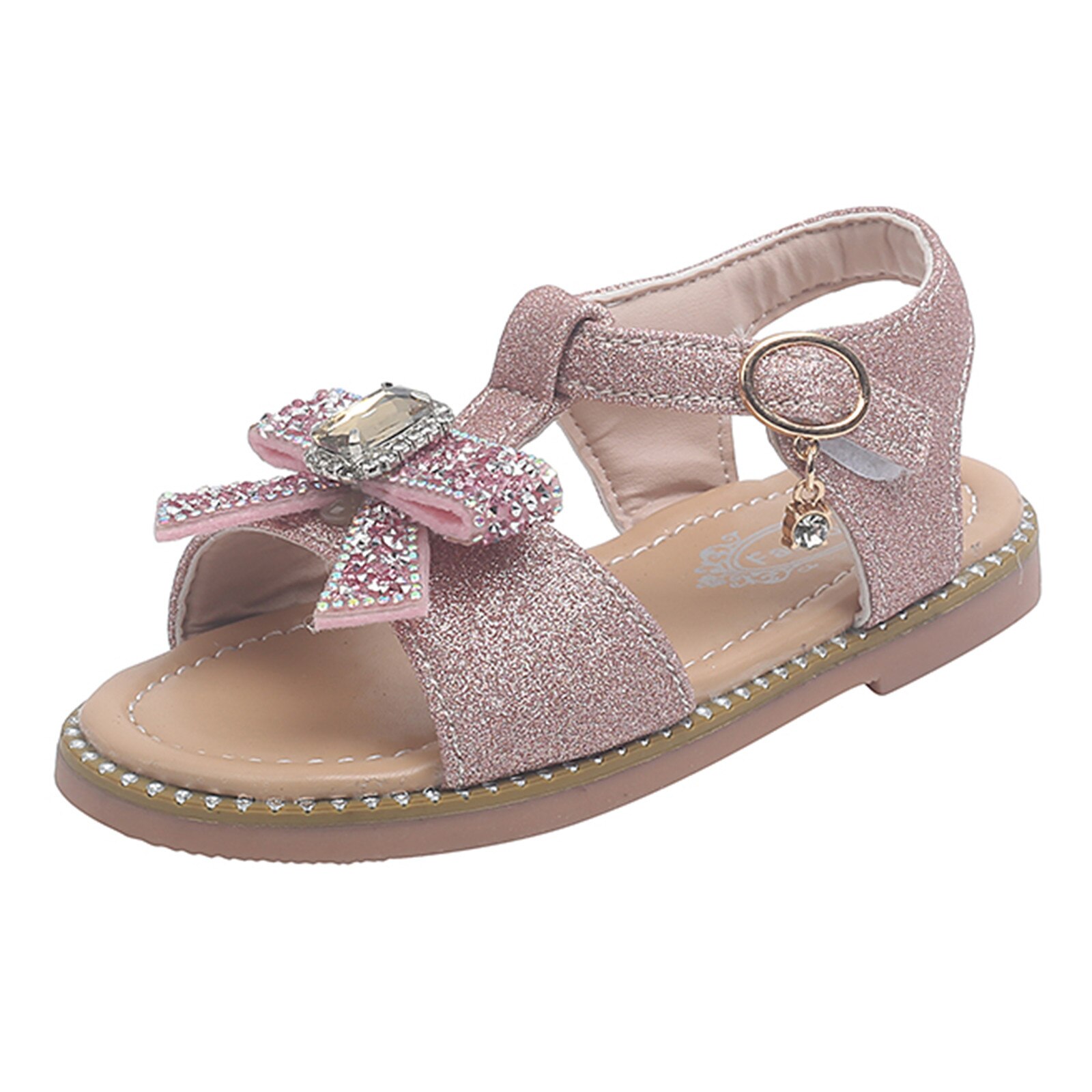 1~7 Years Kids Girls Shoes Bling Sandals Summer Beach Sandal Bowknot Children Crystal Princess Shoes Silver Baby Toddlers Sandal