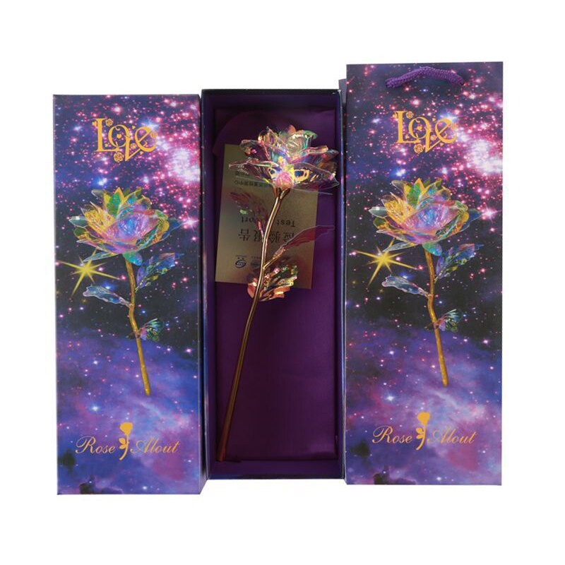 24K Goud Folie Led Galaxy Rose Valentijnsdag 24K Kleurrijke Gouden Led Decoratieve Rose Vriendin Vrouw anniversary: Without light
