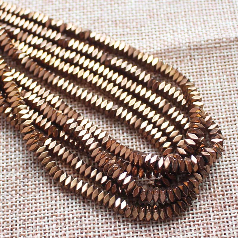Cuentas sueltas de hematita Natural, abalorios brillantes con facetas, 2x1/2x3/2x4mm, para fabricación de joyas DIY
