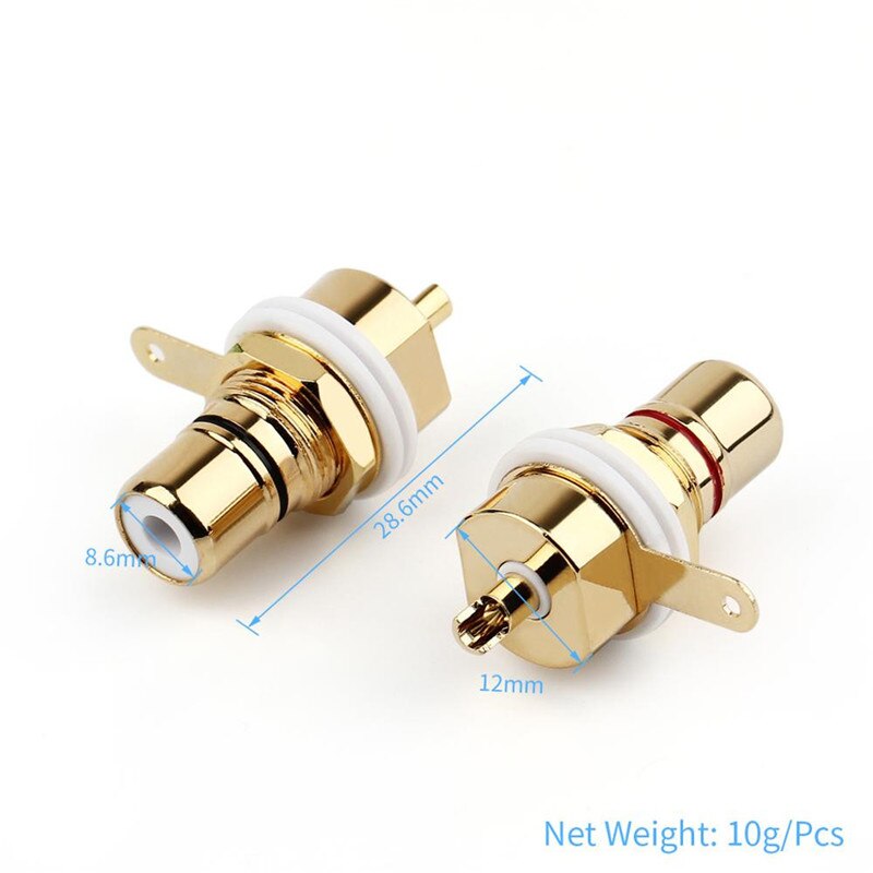 Conector de enchufe RCA hembra, conectores de montaje en Panel de chasis, adaptadores de Audio, clavijas de altavoz, Negro, Rojo, chapado en oro