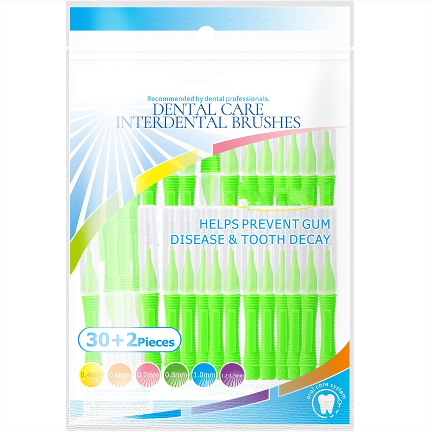 32 teile/satz Erwachsene Interdentalbürste zahnstocher pinsel Tragbare Sauber zwischen zähne Reinigung Dental Pinsel für Oral Zähne Pflege: 0.8mm