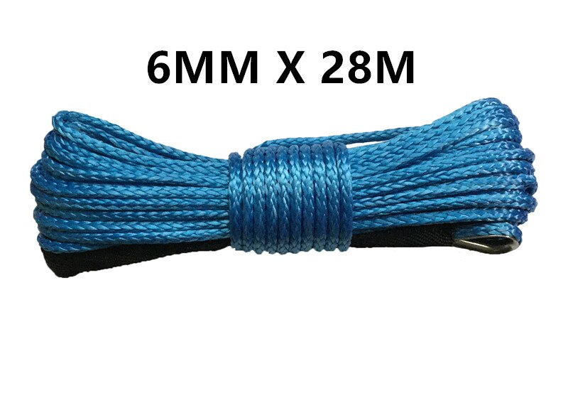 Frete Grátis 6mm x 28m cabo linhas de uhmwpe guincho sintético corda plasma com acessórios do carro bainha