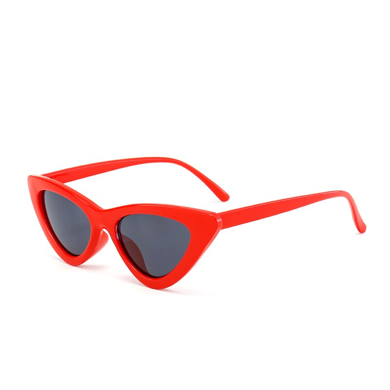 Cat Eye Sunglasses Women Triangle Small Size Frame Eyewear Reb Blue Green Lens Sun Glasses UV400: Red