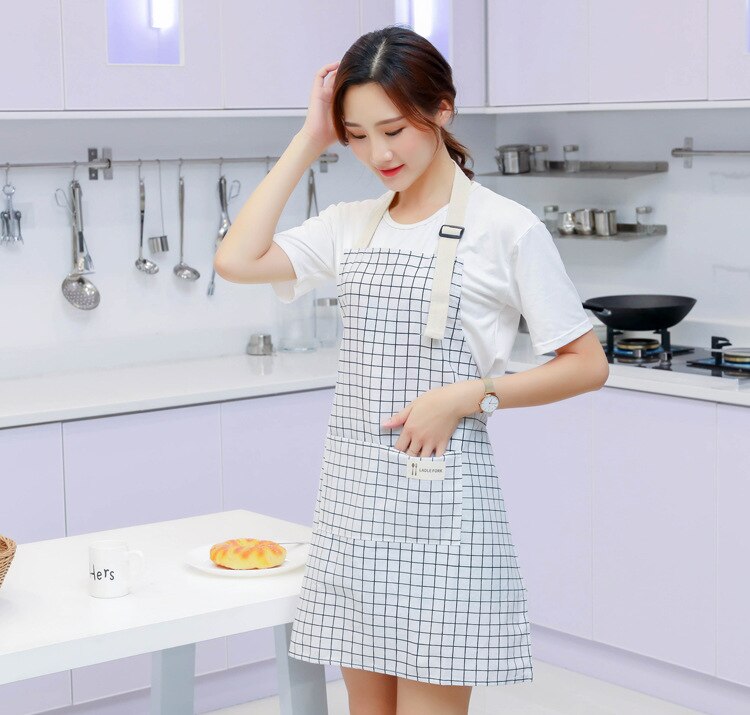 70cmx75cm Cleaning Apron Waterproof Kitchen Aprons for Woman Concise Apron Overclothes Housework Clean Apron delantal cocina: White