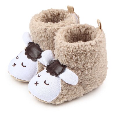 Baby Winter Warm Booties Leuke Cartoon Dier Stijl Fleece Snowboots Non Slip Peuter Babyschoenen: Khaki / 9M