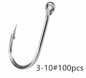 100 Stuks Van 10 Stuks Koolstofstaal Prikkeldraad Karper Vissen Haak Set Retail Originele Doos Vissen Tools: Hole hook Slivery