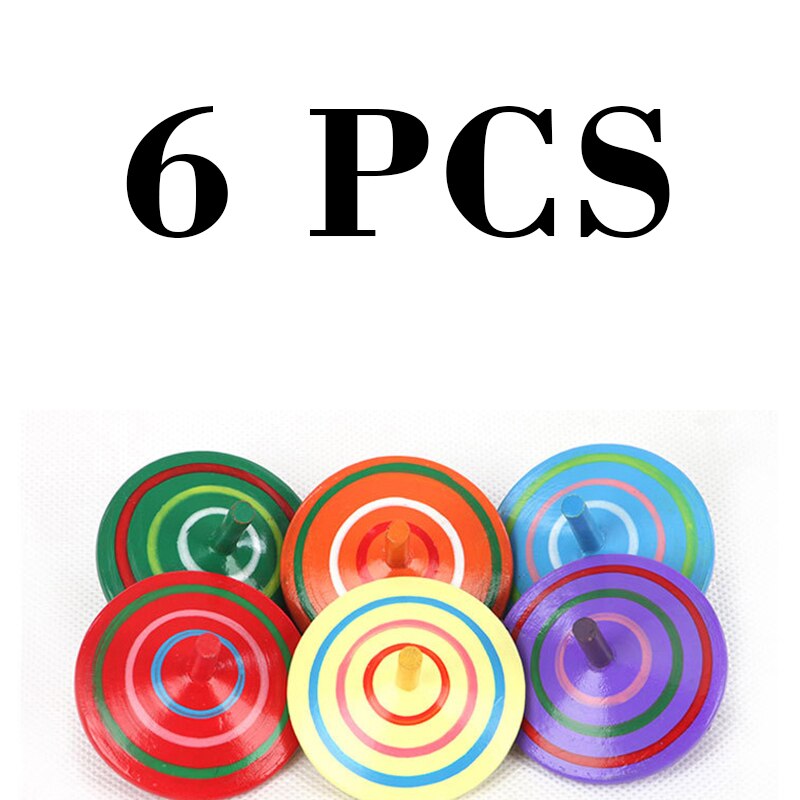 2020Hot Hout Gyro Speelgoed Kinderen En Volwassen Relief Stress Desktop Tol Speelgoed Als Voor Fun Willekeurige Kleur: 6 PCS