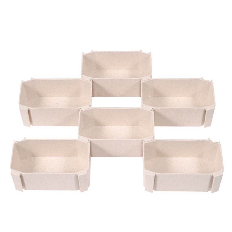 6pcs Stationery Storage Drawer Kitchen Dividers Tool Box Desktop Organizer System Desktop Underwear Under Desk Makeup for Socks: Beige 6 pcs
