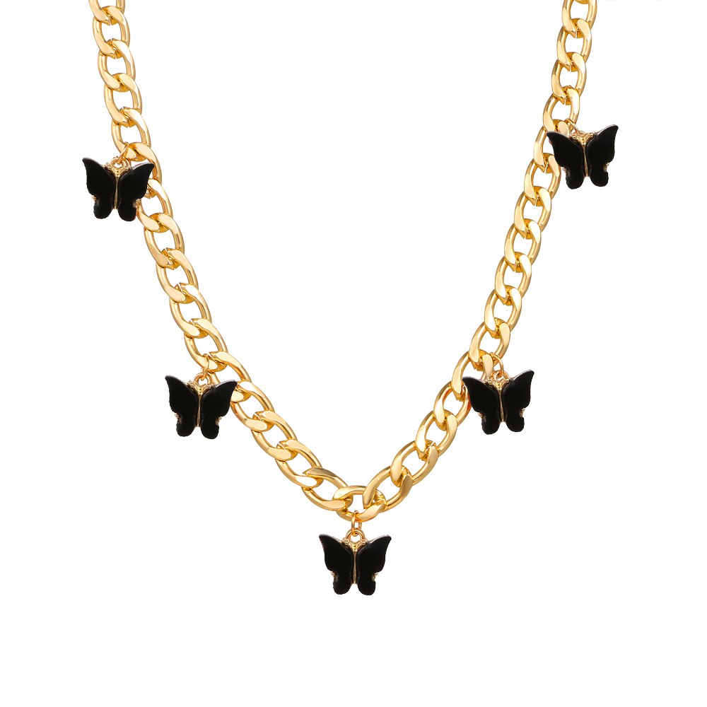 FNIO Butterfly Neck Pendants Women&#39;s Choker Gold Color Necklace On The Neck Chain Chocker Punk Jewelry Kpop Collar For Girl: FN11-1317-06