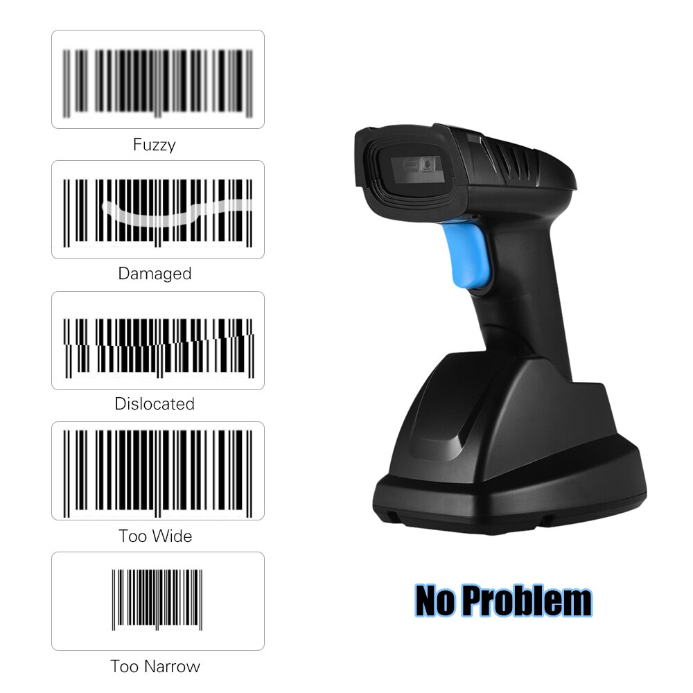 Aibecy Handheld 1D 2D Qr Draadloze Barcode Scanner Bar Code Reader 2.4G Draadloze Scanner Voor Retail Store Mobiele Betaling