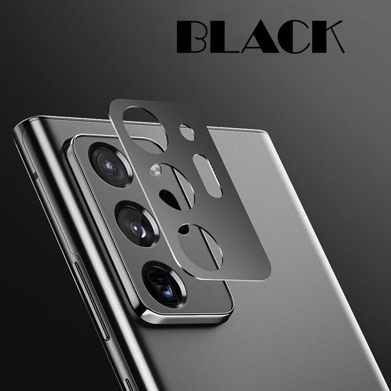2in1 Back Camera Lens Beschermende Metalen Ring Case Voor Samsung Galaxy S21 Ultra Plus Note 20 Note20 5G Terug screen Protector Cover: Black / For Note 20
