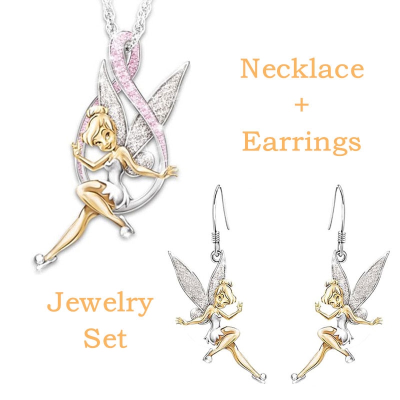 Crystal Fairy Jewelry Sets for Women Girls Necklace Earrings Statement Wedding Jewelry