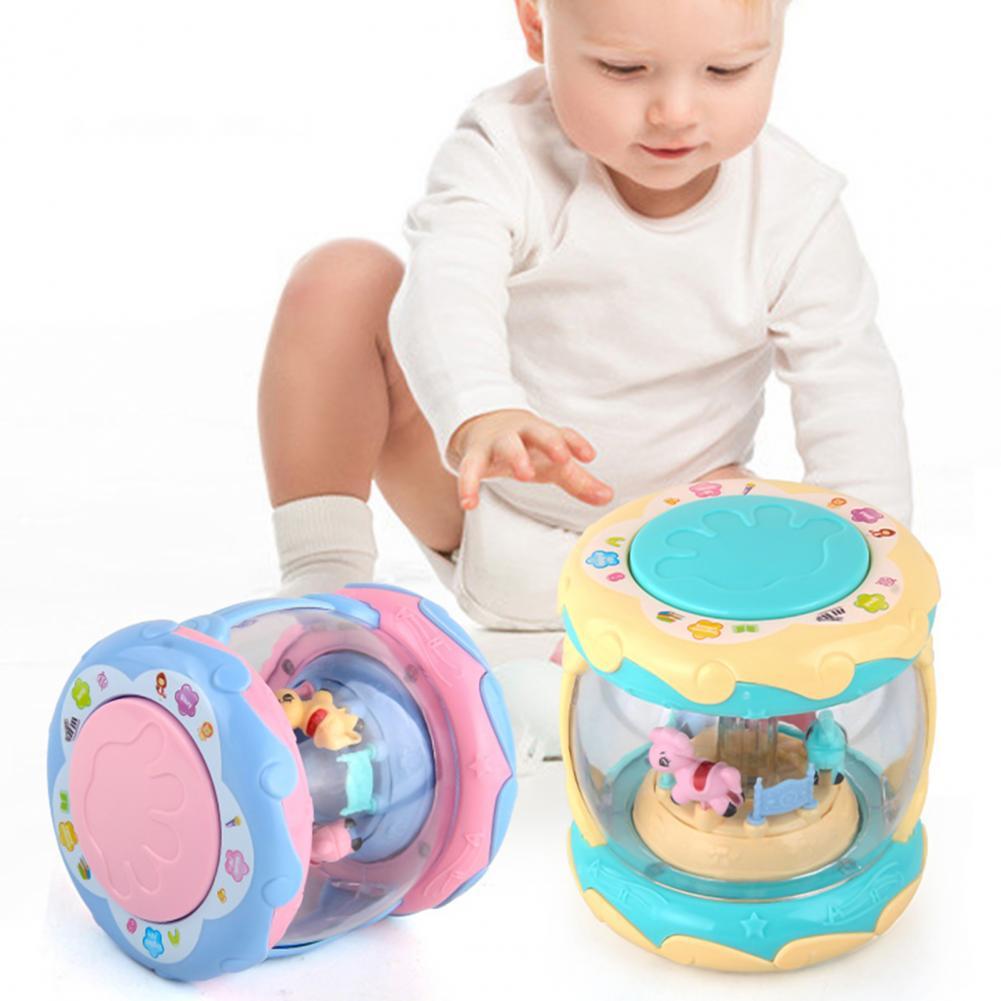 Children&#39;s hand drum toy portable hand drum with music and 3D projection lamp hand drum