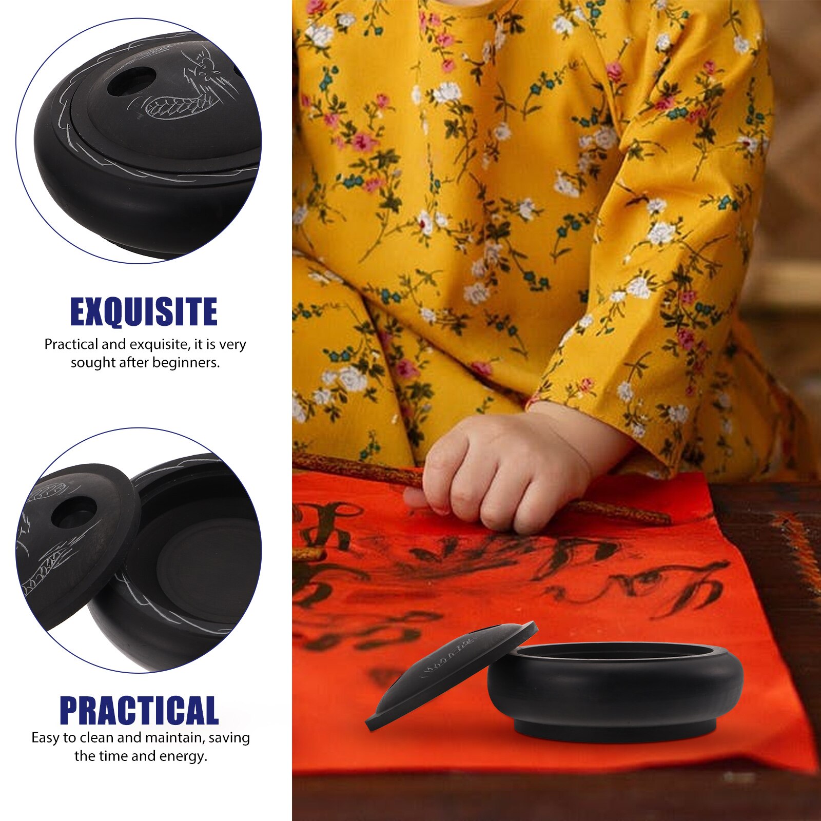 Ink Stone Convenient Chinese Inkstone Round Calligraphy Inkstone Writing Supply