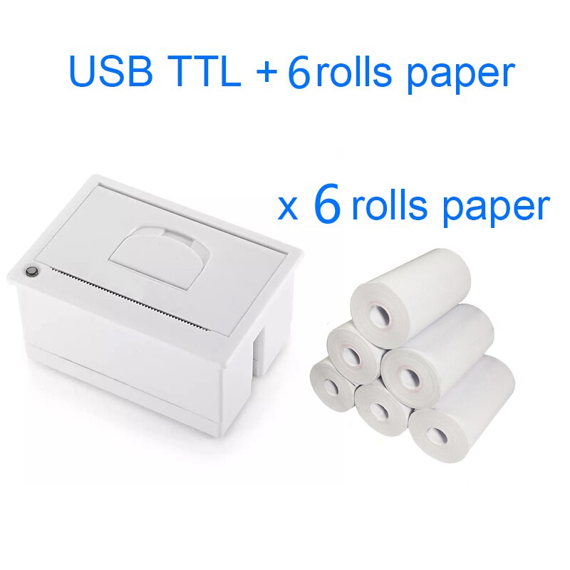 204 mini embedded printer thermal ESC POS receipt parallel panel printer USB TTL RS232 Kiosk Printer 58mm Barcode Arduino: USB TTL 6 Paper