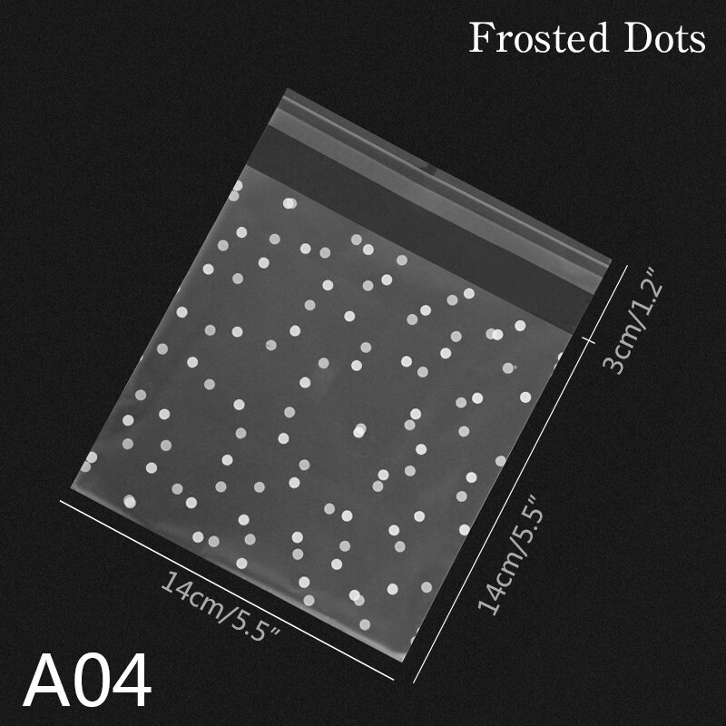 100pcs Transparent Dot Bags DIY Transparent Ziplock Food Bag White Round Dot Candy Cookie Storage Packaging Bag Decoration: A04