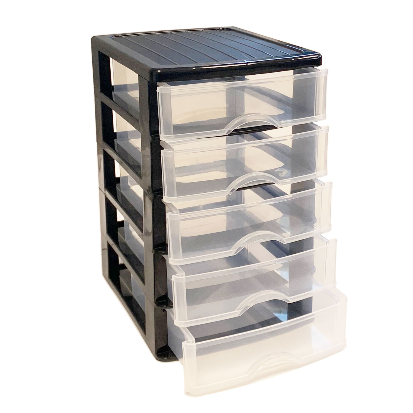 Cajonera de plástico 5 cajones-Negro 28.5 x 21.5 x 17.5 cm