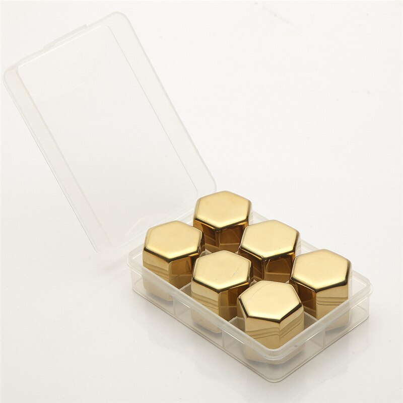 Hexagon Shape Golden Stainless Steel Whisky Ice Cubes Bar Vodka Whisky Wine Beer Cooler Rocks Coolers Holder Boxed Chiller Tools: Navy Blue