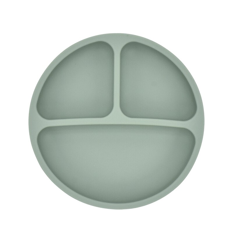 Assiette à manger en Silicone pour bébé, solide, mignon, dessin animé, vaisselle de pour bébé, formation, vaisselle, bol d'alimentation pour enfants: Army Green