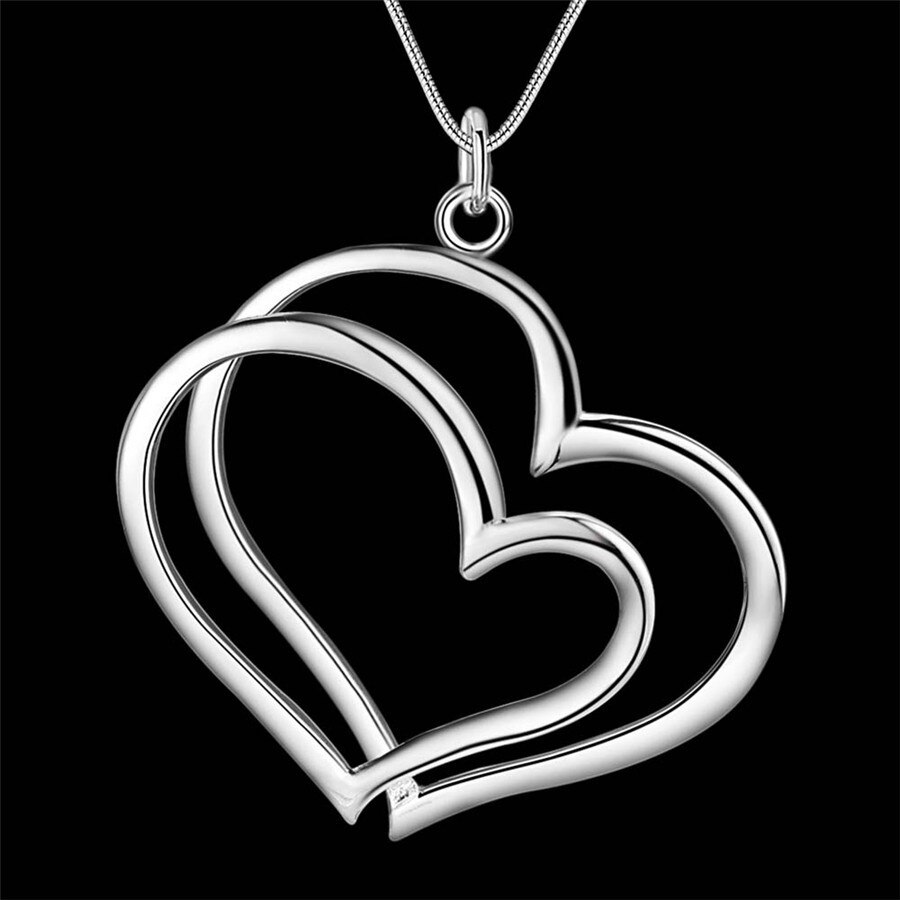 Heißer 925 Sterling Silber feine romantische Herz ohrringe halskette Schmuck-einstellen für frauen Party hochzeit mädchen Paare