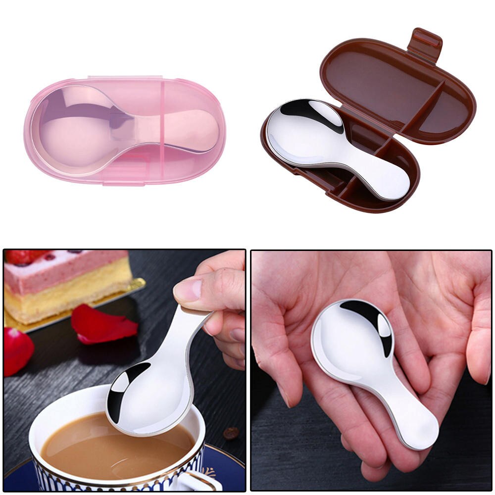 Tea Spoon Cute Children Round Stainless Steel Baby Ice Cream Soup Short Handled Safe Smooth Tableware For Kids