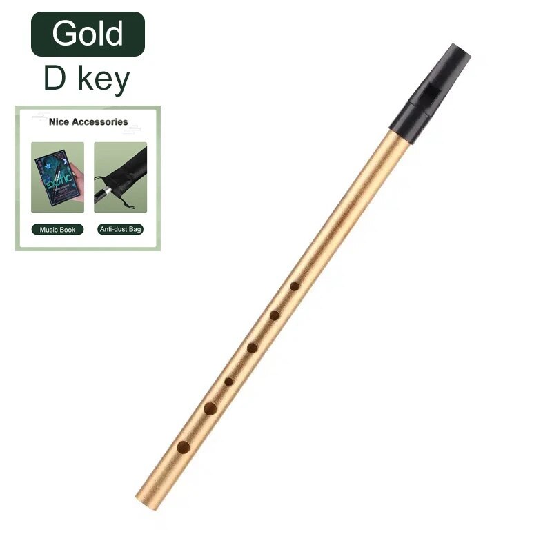 Miwayer Authentic Irish Whistle Flute C/D Key Tin Penny Whistle with 6 Holes Perfect Traditional Irish Music Musical Instrument: Dark Khaki
