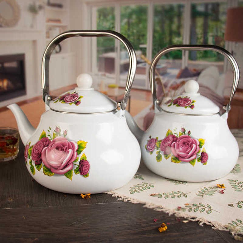 Théière émail santé gaz Induction cuisinière bouilloire gaz maison chaude bouilloire grande capacité cruche émail Pot eau Carafe Camping thé