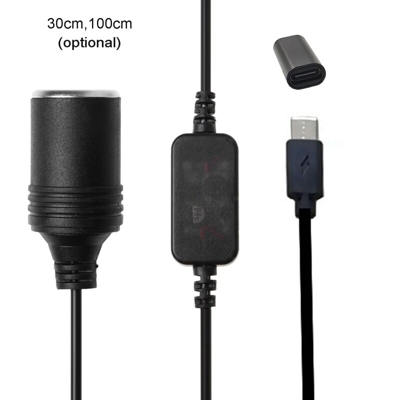Usb C Pd Vrouwelijke Type-C Male Naar 12V Auto Stopcontact Kabel Voor Auto Dvr Gps E-Hond