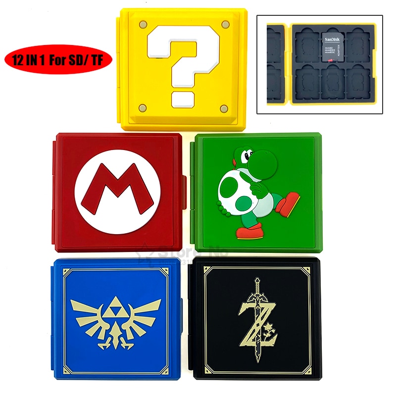 12in1 para Nintend interruptor estuche de tarjetas de juego protectora dura de la cubierta de la caja de almacenamiento para NS juegos de memoria SD /Micro SD tarjeta caso