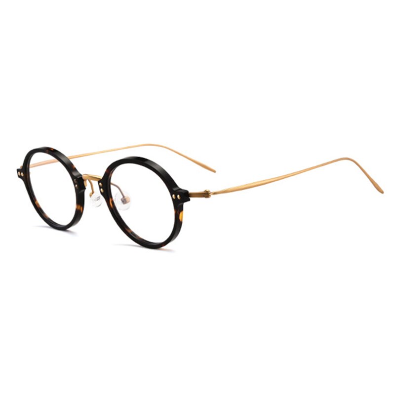 Montura de gafas de titanio redondas para hombre y mujer, lentes graduadas ópticas de japonés, gafas ultraligeras para Miopía
