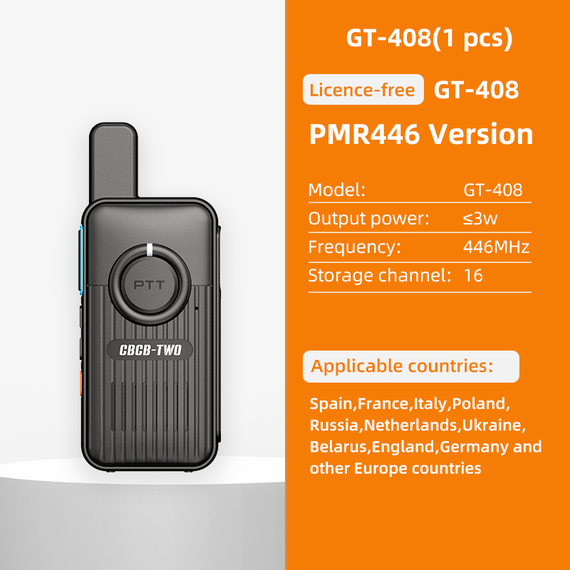 CBCBTWO GT-408 Mini Walkie Talkie And Light Body Radio Communicator for One Day Restaurant Commuting Plastic Surgery Hospital: black