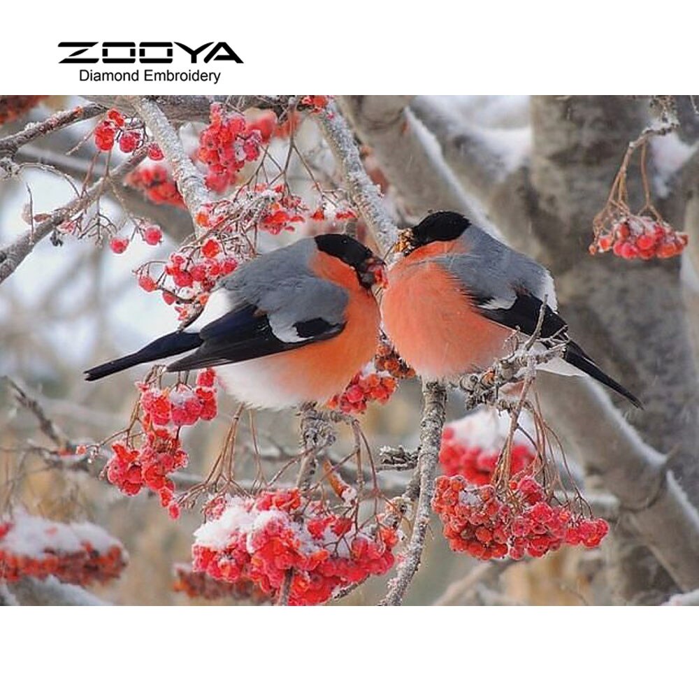 3D Diamond Painting Cross Stitch Two Birds On Tree Crystal Needlework Diamond Embroidery Animals Full Diamond Decorative BJ539: Size contact us